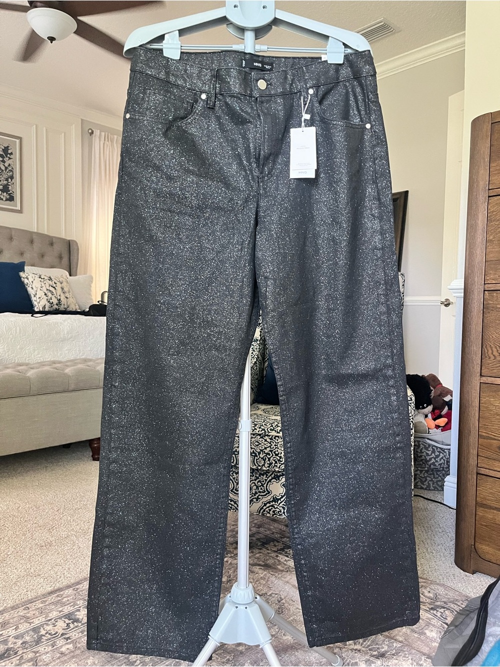 Mango Sparkle Black Pants